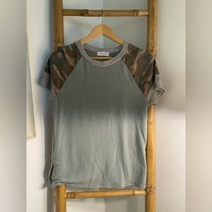 First love mixed print top